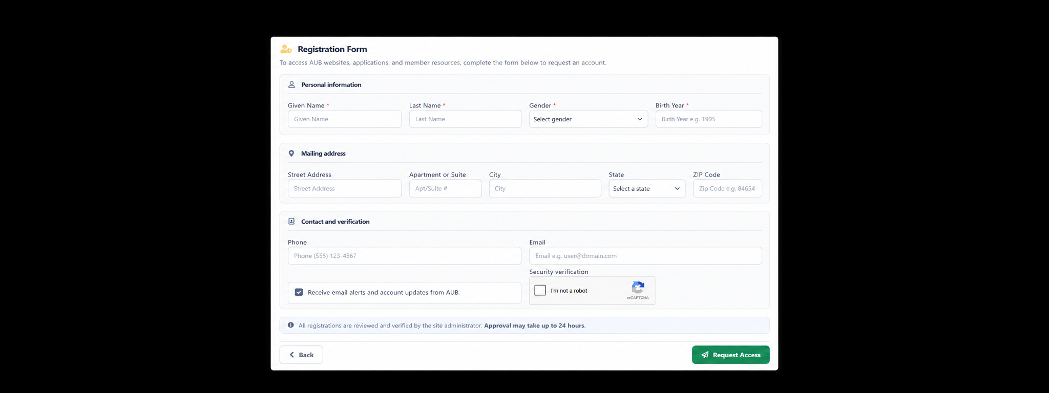 Register for an account